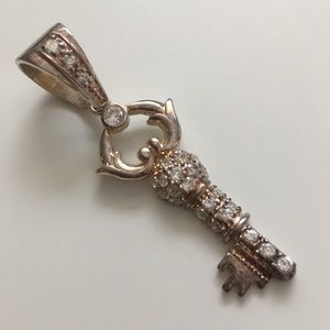 Sterling Silver Key Pendant - CZ Stones